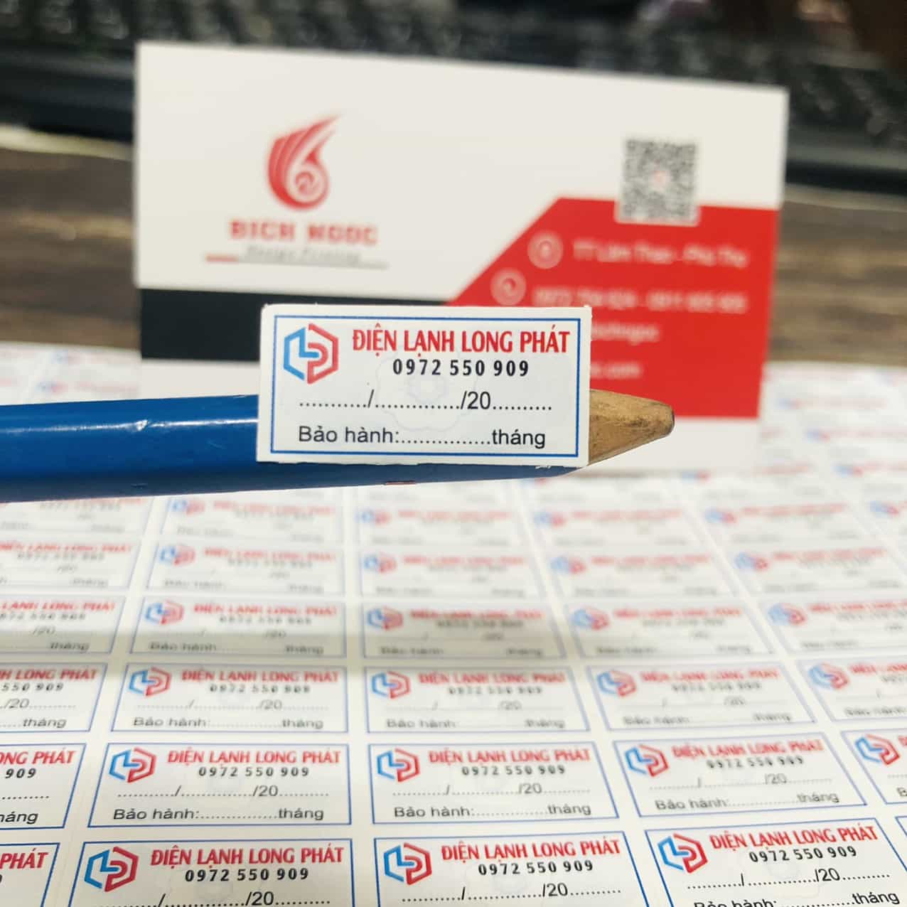 In tem bảo hành - In tem Decal bể - Miễn phí thiết kế mẫu