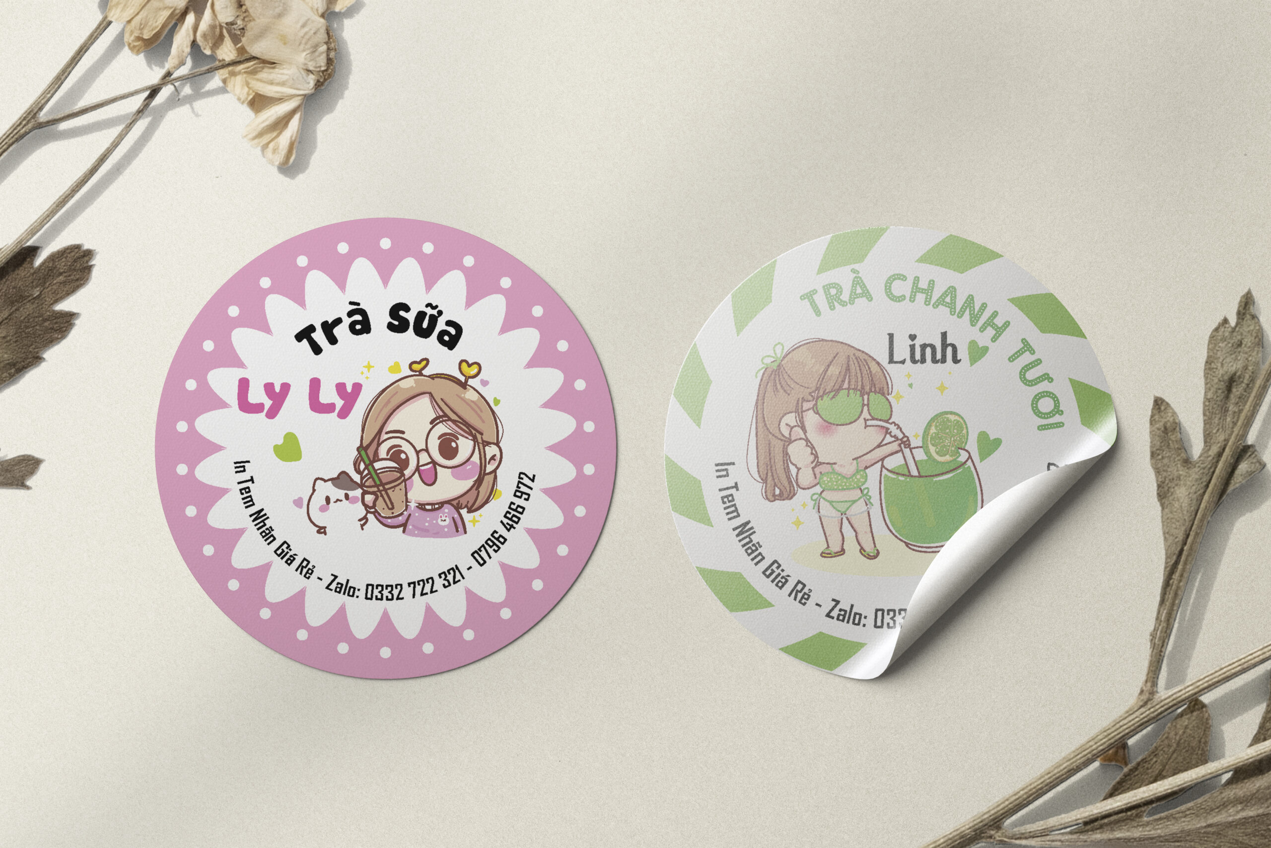 in tem dán ly trà sữa - nhãn logo dán ly trà sữa - in mọi số lượng