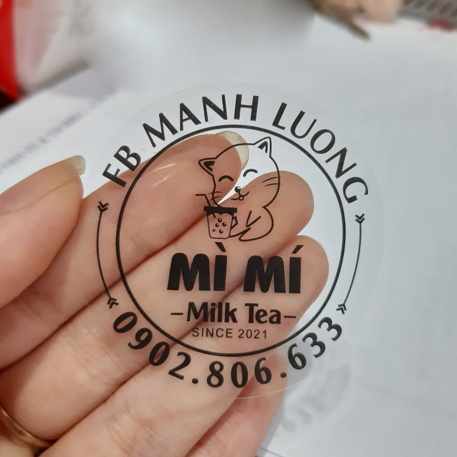 in tem dán ly trà sữa - nhãn logo dán ly trà sữa - in mọi số lượng